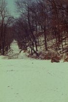 Looking up old beach road in winter